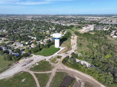 Waukee water tower and the west tie-in of the University Avenue Extension