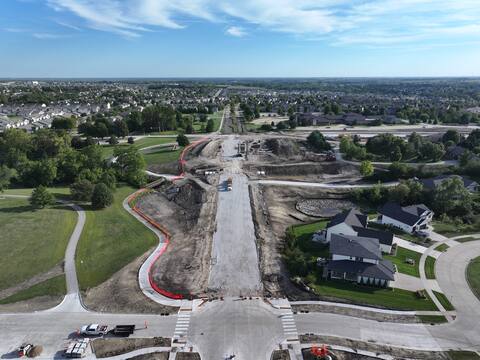 North approach to the University Avenue Extension, looking south along the alignment