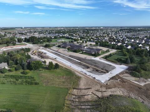 New pavement over the embankment on the University Avenue Extension