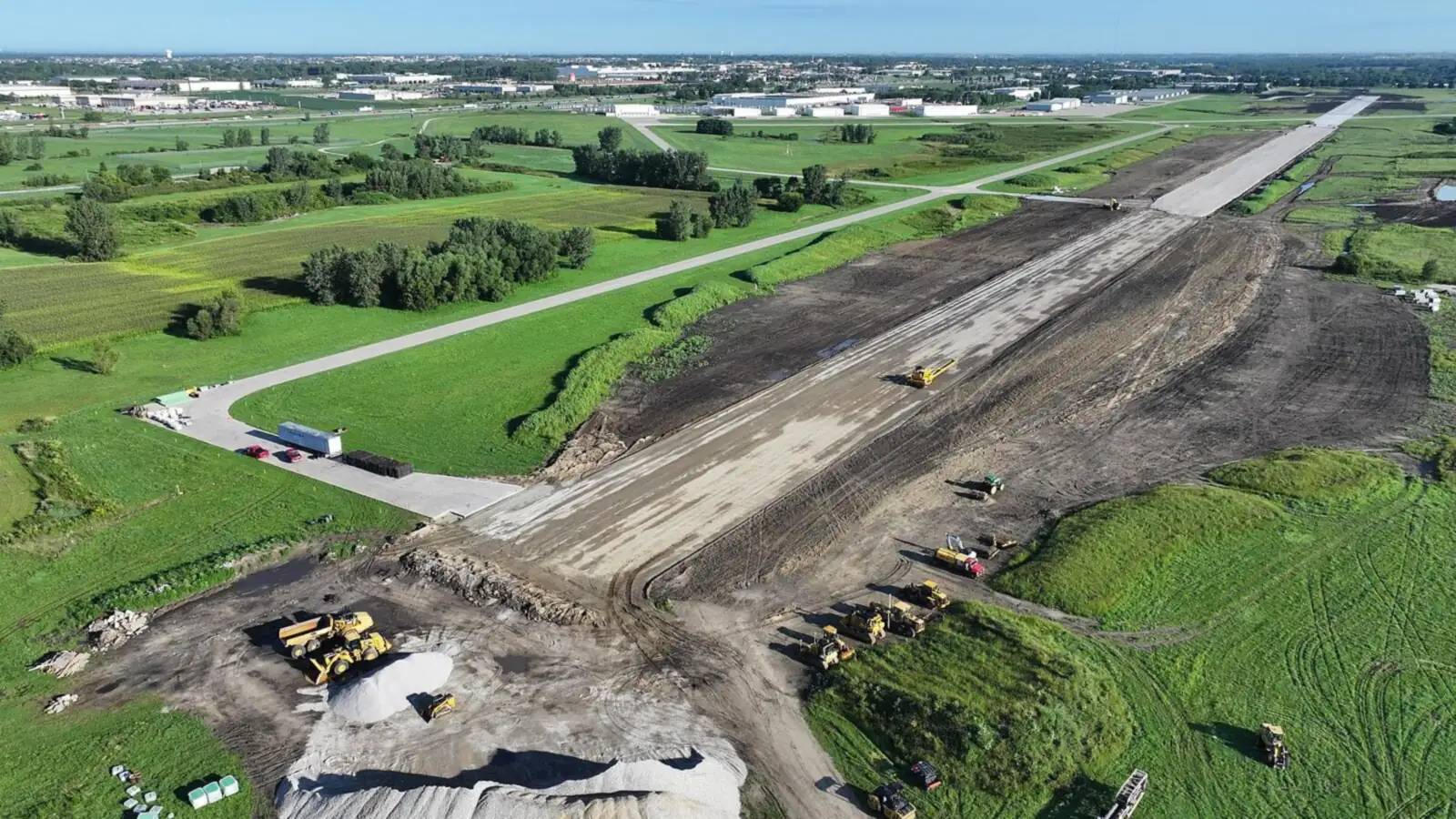 Aerial view of the Runway 18/36 reconstruction at Ankeny Regional Airport, one of the Central Iowa sites Waukee Aerial documents on a recurring schedule