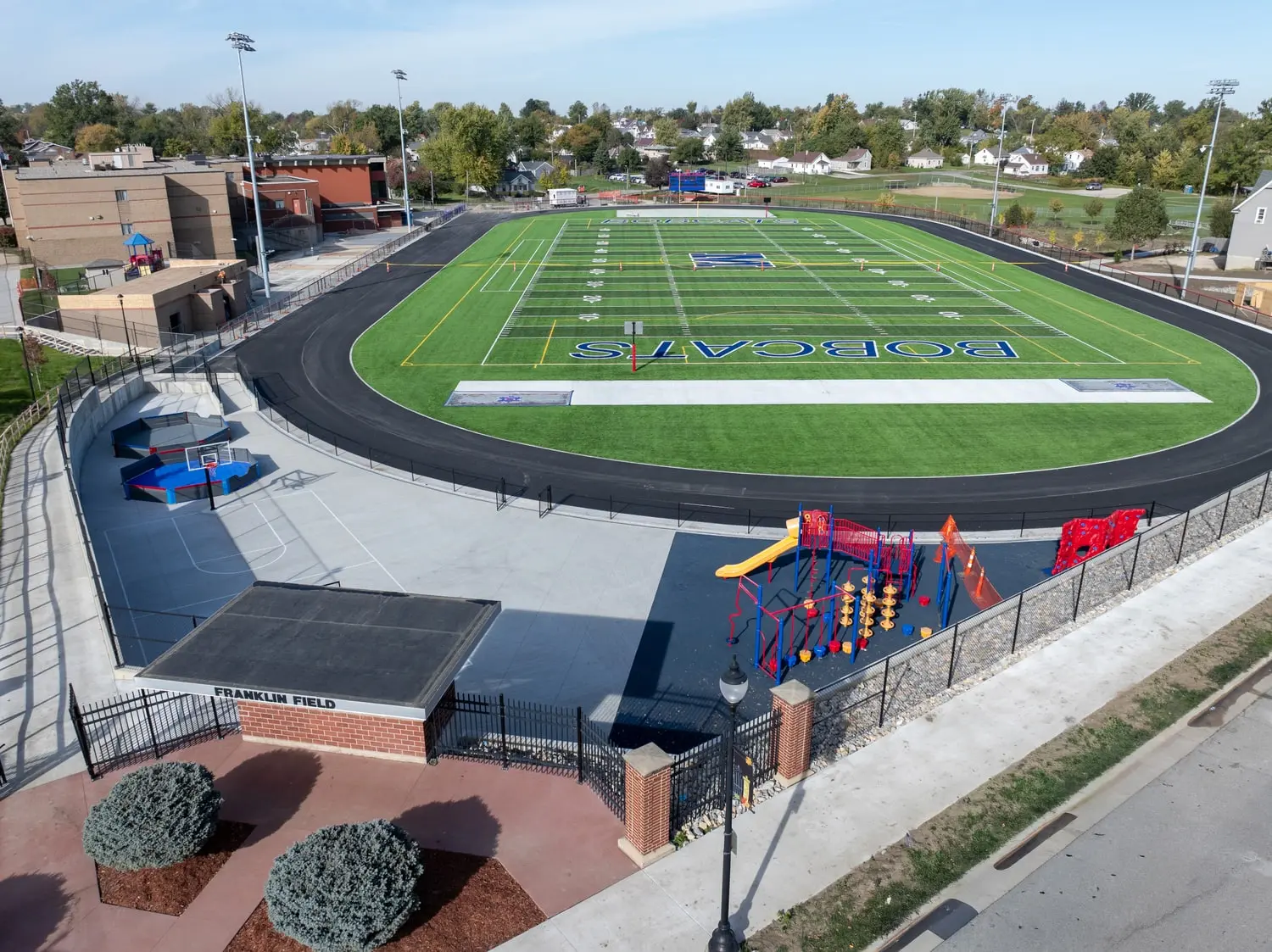 Completed Franklin Field in October 2025 with new turf, track, playground and the Franklin Field entrance plaza