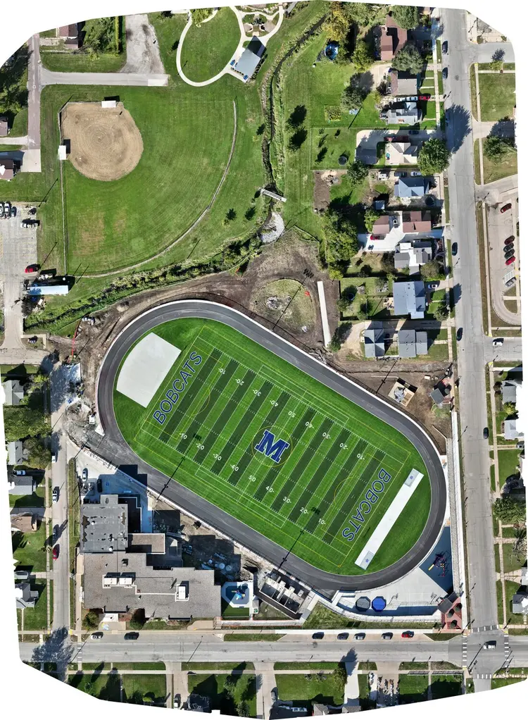 Orthomosaic of Franklin Field on 10 October 2025 as turf installation begins